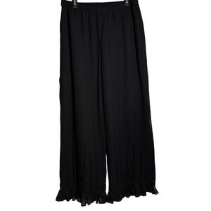 Antthony Originals Women's Sz Medium Black Wide Leg Pant Sequin Ruffle Hem Party